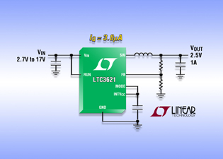 Synchronous 1-A step-down regulator requires only 3.5A quiescent current