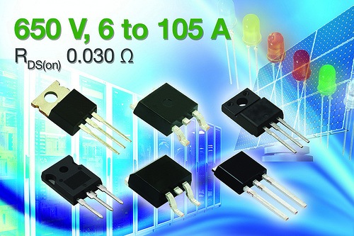 Vishay expands 650V N-Channel power MOSFET Series with devices offering RDS(on) to 30 mohms