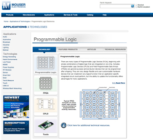 Mouser launches programmable logic technology site