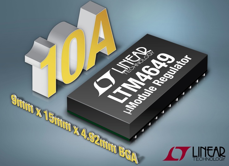 Linear's 10A Module step-down regulator delivers full current a 86% efficiency at up to 83C ambient