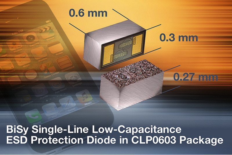 Vishay's BiSy single-Line ESD protection diode saves board space in portable electronics