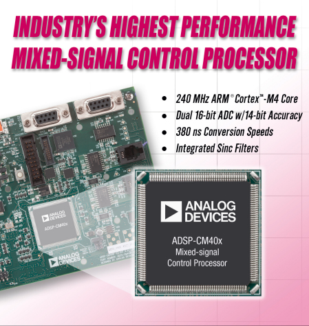 Analog Devices challenges the standard in mixed-signal control processors to revolutionize industrial motor and solar inverter designs