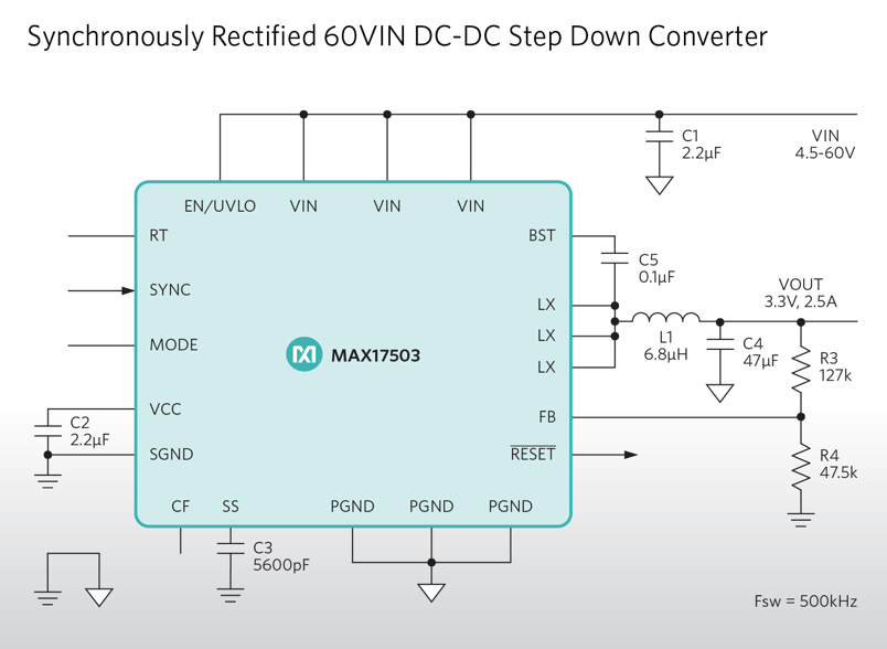 Maxim's high-voltage regulator reduces heat dissipation, improves reliability, and reduces space and component count