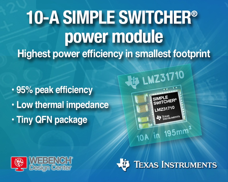 TI claims its 10-A SIMPLE SWITCHER power module is industrys smallest