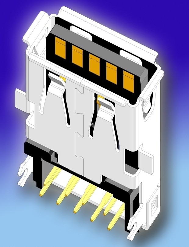 SUYINs Small USB 3.0/ type - A Single Receptacles for Recessed PCB Installation Reduce Height
