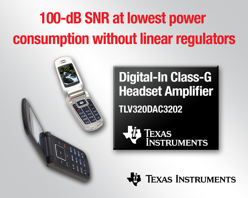 TI delivers Energy Efficient Class-G Amp for Cost-Sensitive Media Players & Mobile Handsets