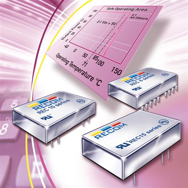 RECOM's Cost Efficient 8W/10W/15W DC/DC Converters