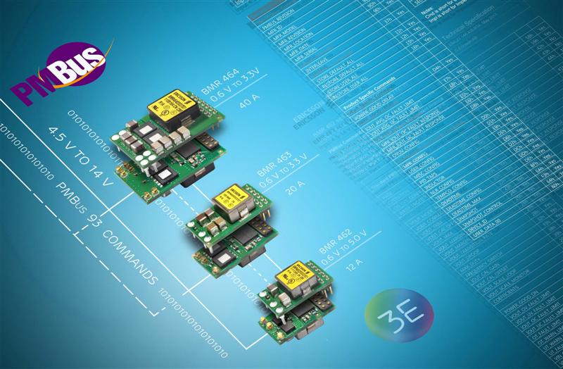 Ericsson 3E digital voltage-regulators now support 93 PMBus commands to reduce energy consumption