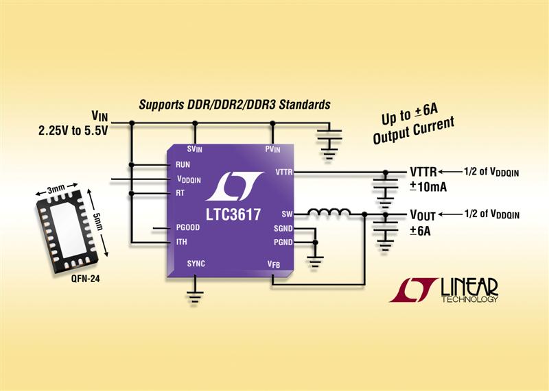High Efficiency 6A Switching Regulator for DDR Termination Complies with DDR/DDR2/DDR3 Standards