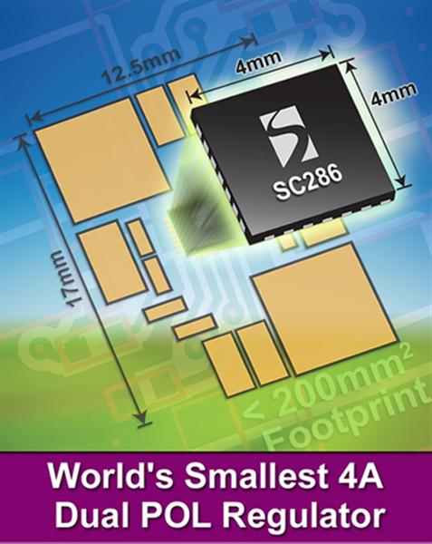 Smallest 4A Dual Point-of-Load Regulator from Semtech Dramatically Reduces Size and Inventory Challenges in Power Conversion Applications