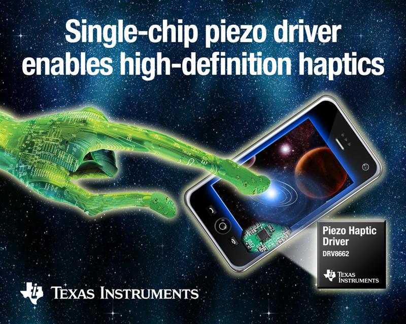 TI introduces industrys most highly integrated piezo haptic driver