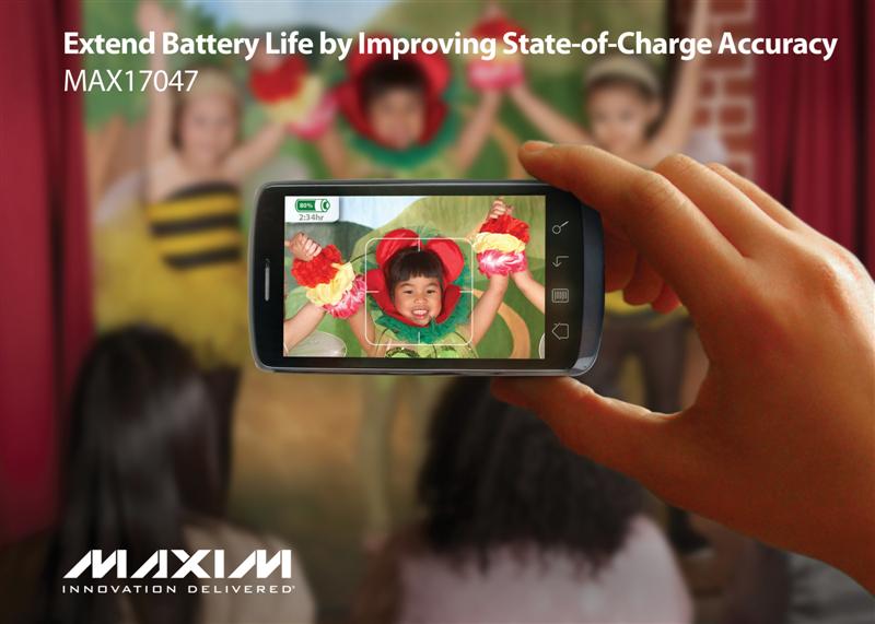 Maxim's Compact Fuel-Gauge Increases Li+ Battery Runtime, Provides Most Accurate State of Charge and Time-to-Empty in Portable Applications