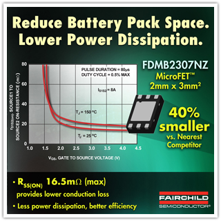 Fairchild Semiconductor's Solution for Li-Ion Battery Pack Protection Designs Meets Space and Efficiency Challenges