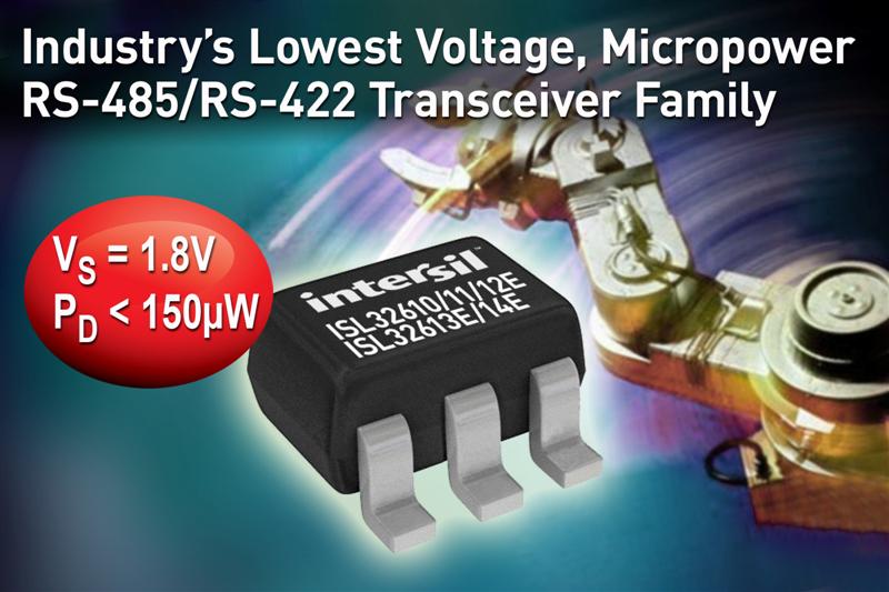 Intersil Introduces Industrys Lowest Voltage, Micropower RS-485/RS-422 Transceiver Family