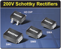 New 200V Schottky rectifiers in space saving surface mount packages