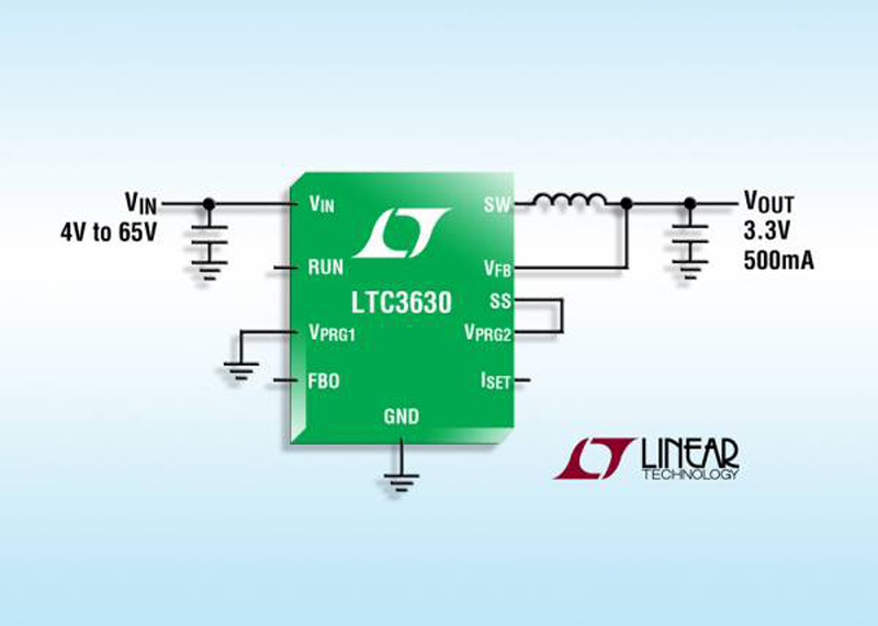 65V, 500mA Synchronous Buck Converter  Delivers 90% Efficiency & Requires Only 12A Quiescent Current