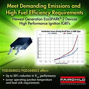 Fairchild Semiconductors EcoSPARK 2 Ignition Coil Driver Reduces Power Dissipation, Enhances Performance of Ignition IGBTs