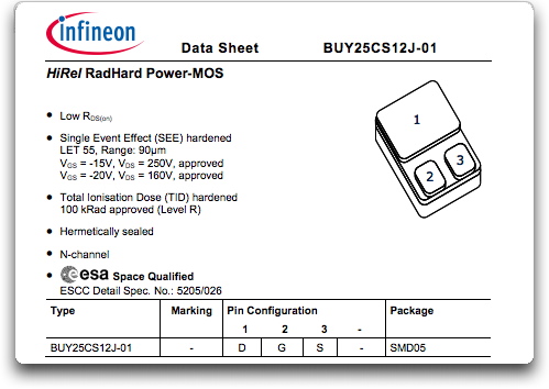 Infineon launches space PowerMOS devices
