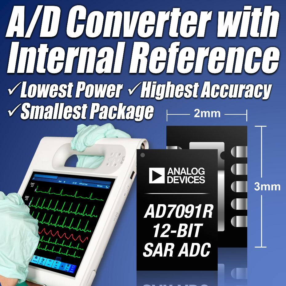 Analog Devices ADC with internal reference delivers high accuracy with low power in small packages