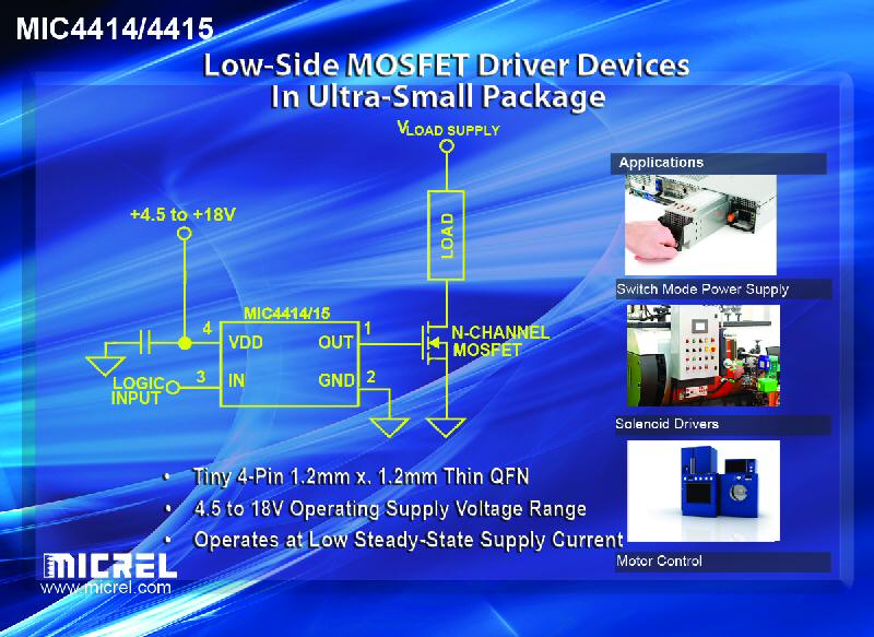 Micrel offers new low-side MOSFET-driver devices in ultra-small four-pin package