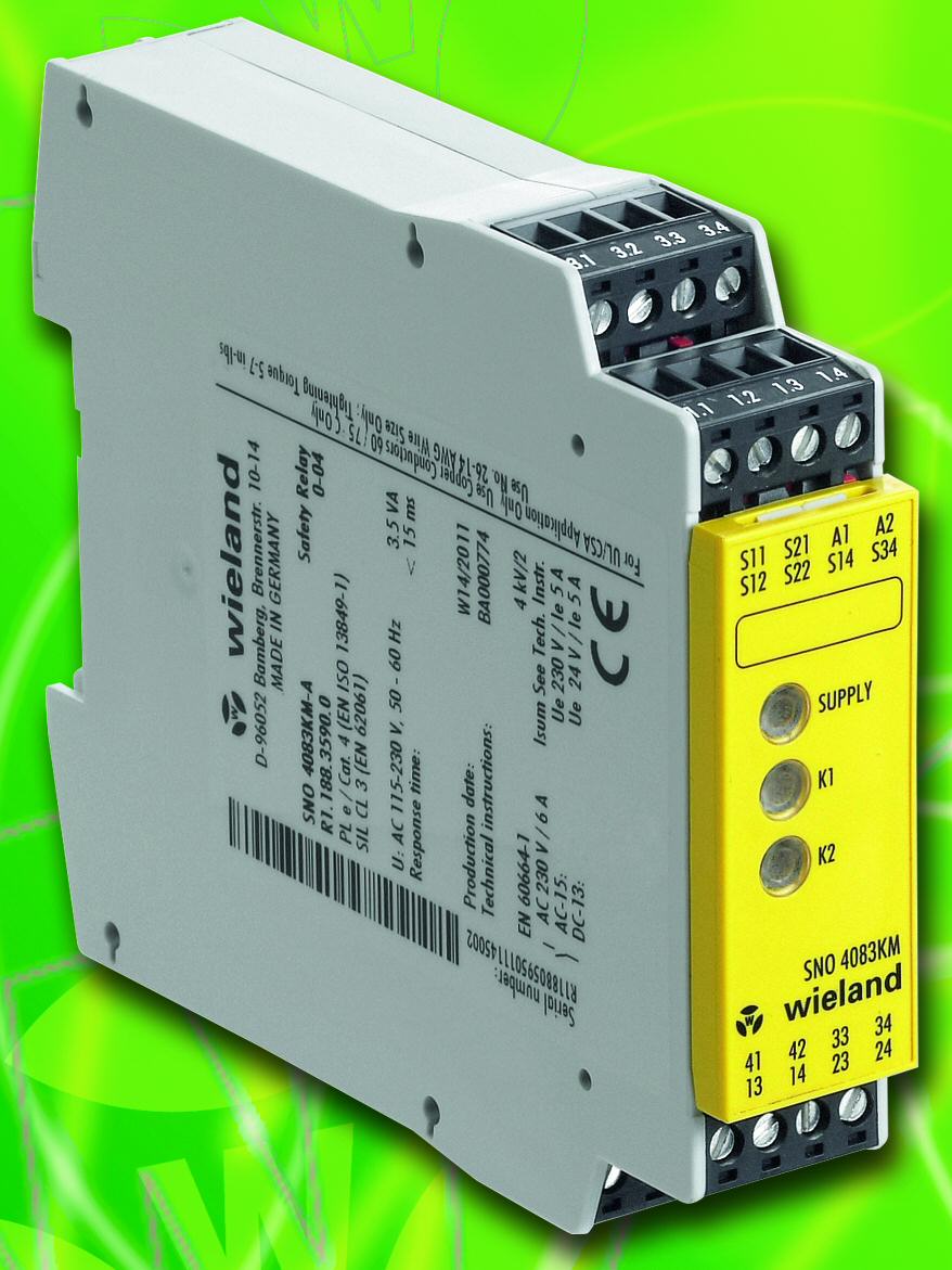 Wieland develops intelligent SNO 4083KM universal safety relay with reduced footprint