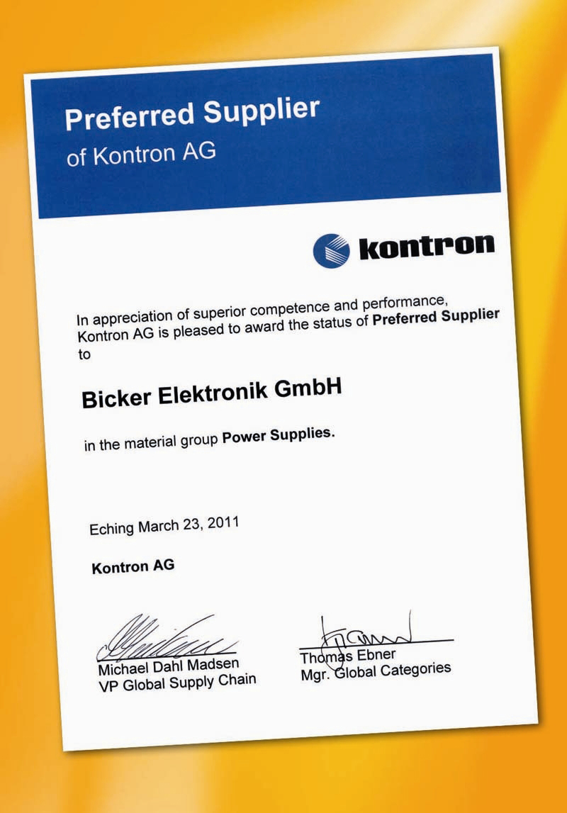 Bicker Elektronik appointed Preferred Supplier
