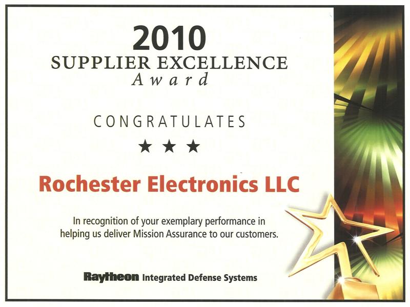 Rochester Electronics Receives Supplier Excellence Award from Raytheon Integrated Defense Systems
