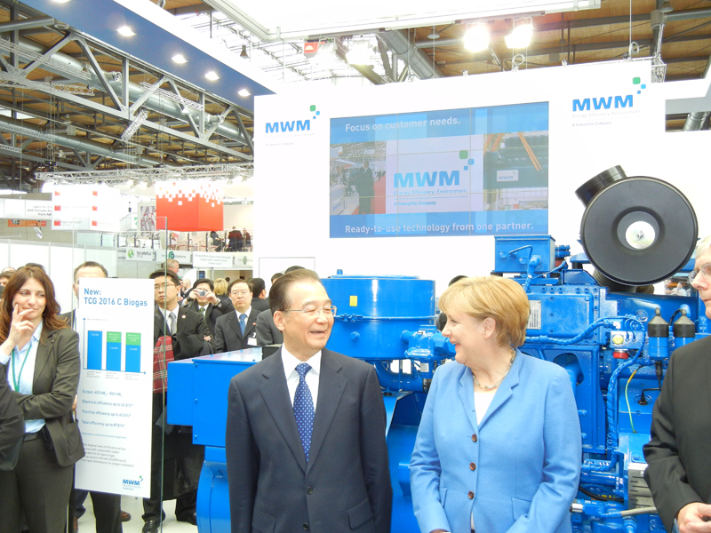 Angela Merkel visits MWM at the Hannover Messe 2012