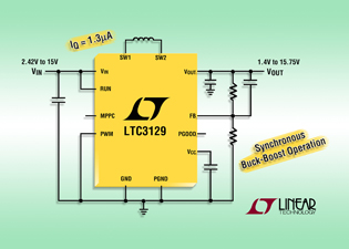 Synchronous buck-boost converter boasts low quiescent current