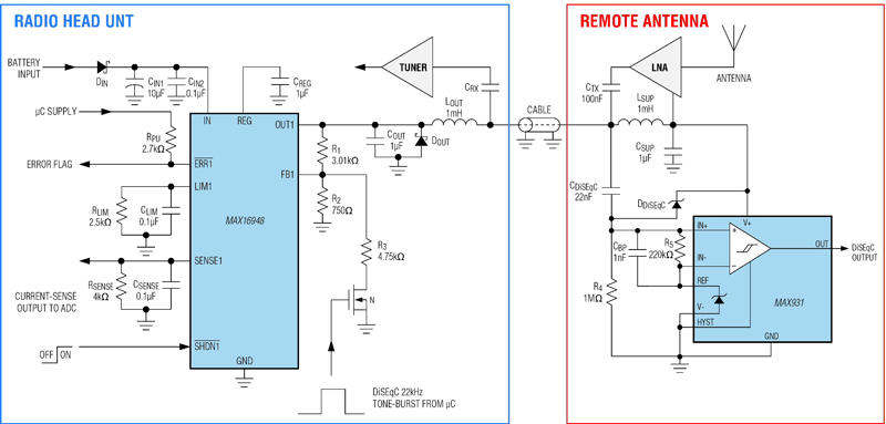 Designing a DiSEqC-antenna phantom power-supply