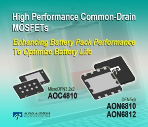 Alpha and Omega Semiconductor launches family of high-performance common-drain MOSFETs