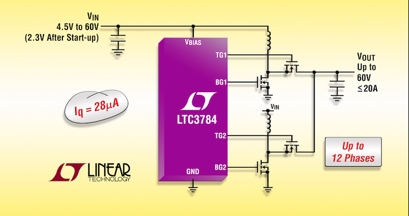 Linear's 60V multiphase synchronous boost controller delivers at up to 97% efficiency