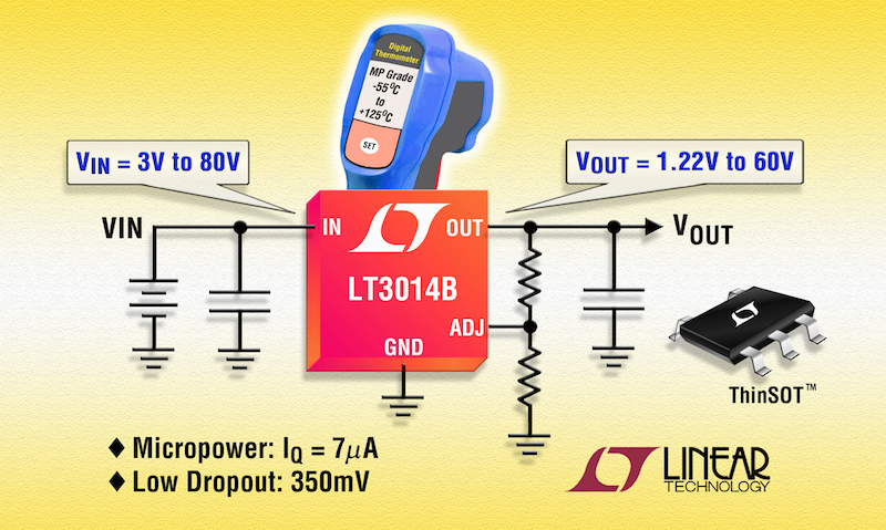 Linear's micropower 80V-input LDO in SOT-23 package now in Military -55° to +125°C MP Grade