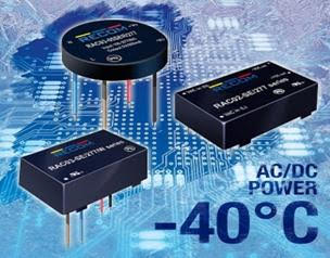 RECOM’s latest low-power AC/DC power supplies handle extended operating temps