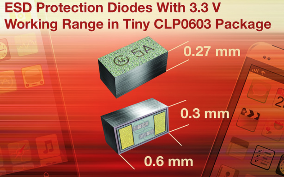 Vishay Intertechnology's BiSy Single-Line ESD protection diodes feature low working range to 3.3 V