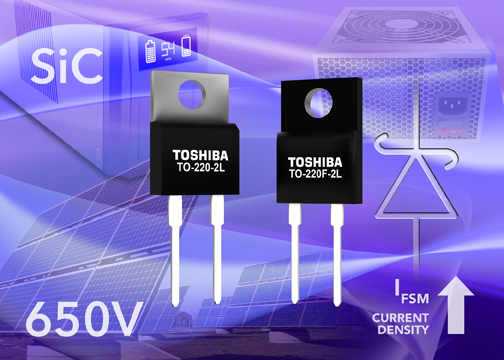 Toshiba’s 2nd-gen SiC Schottky diodes significantly improve current density and surge current ratings