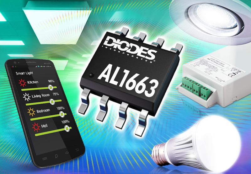 Diodes' dimmable LED controllers drive up to 150W with high power factor