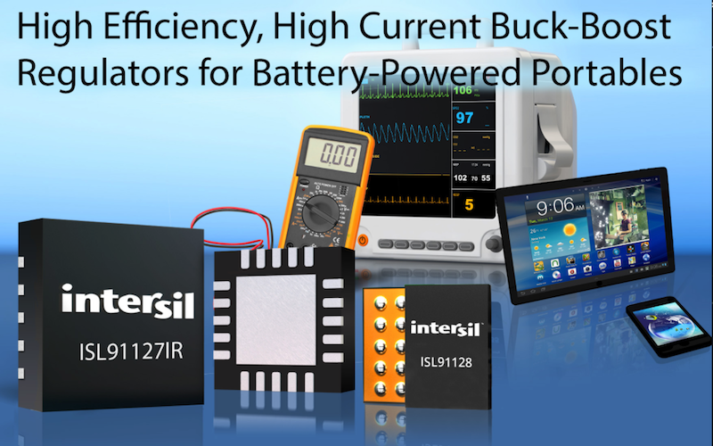 Intersil's high-efficiency, high-current buck-boost regulators target battery-driven devices