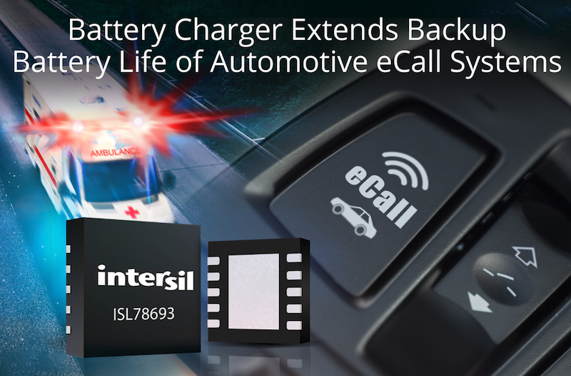 Intersil charger extends backup battery life of eCall systems