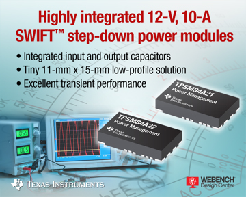 TI claims smallest 12V, 10A DC/DC step-down power solution 