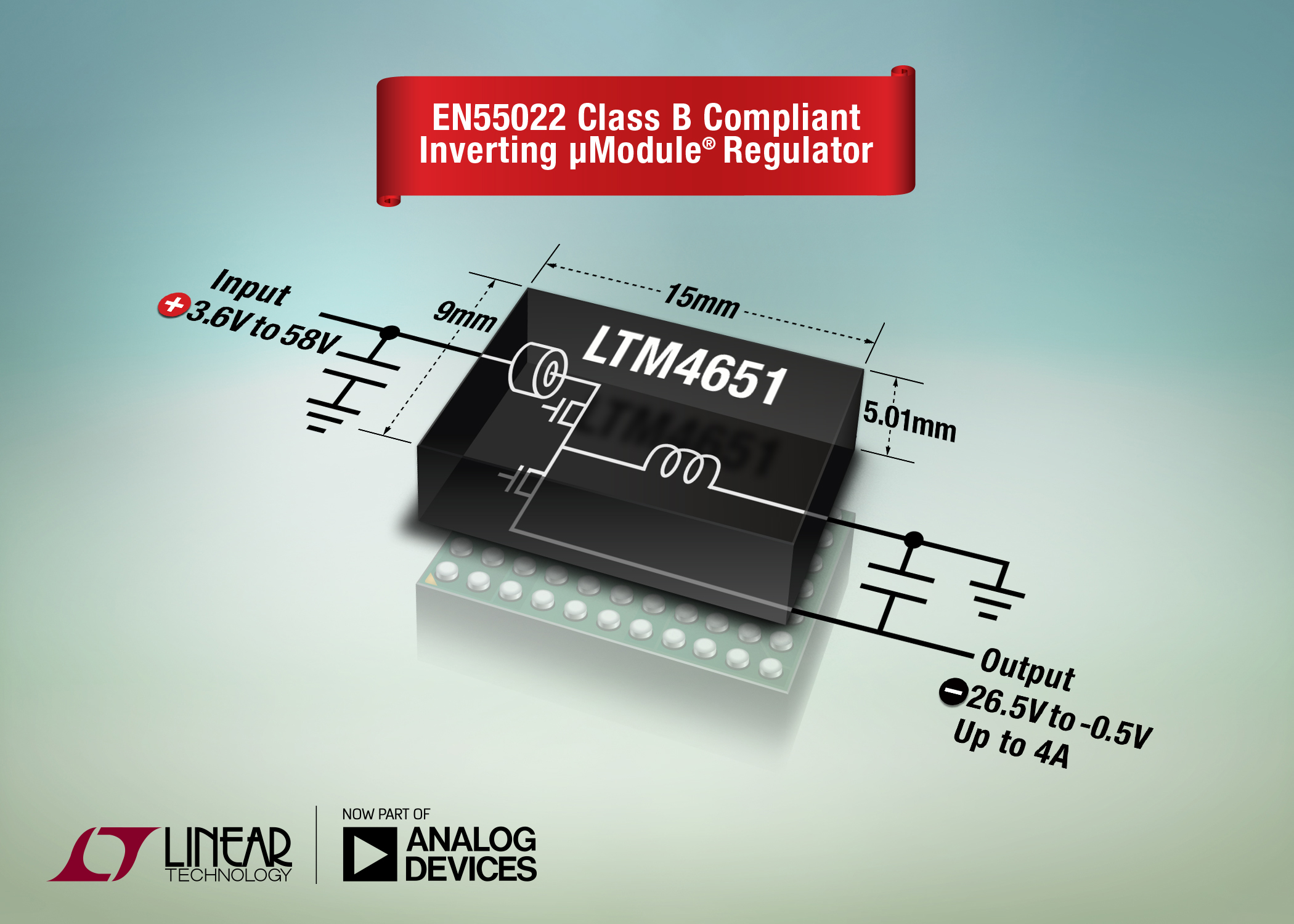 24W Inverting µModule Regulator Is EN55022 Class B Compliant