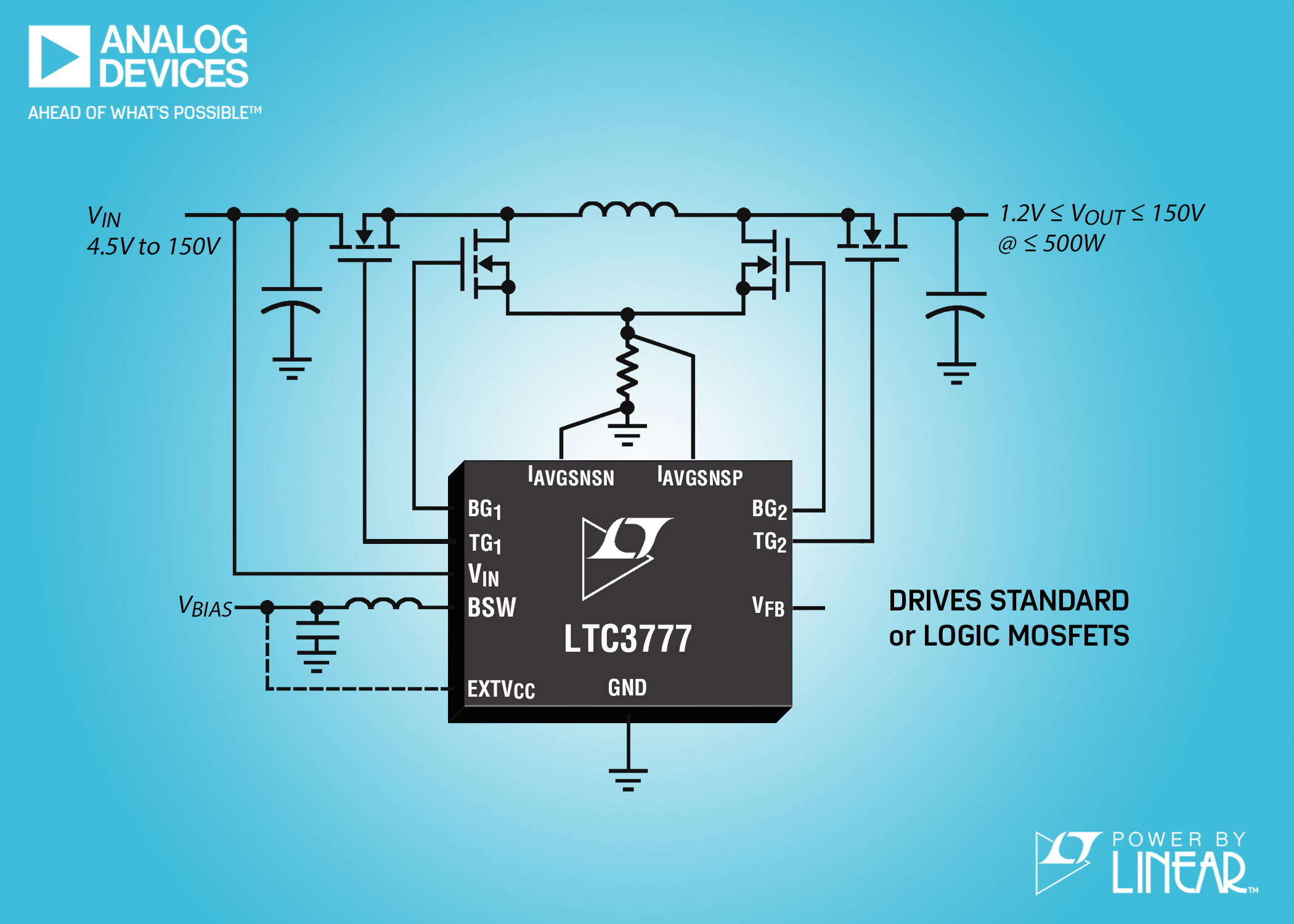 4-Switch Buck-Boost Controller Features Integrated Switching Bias Supply