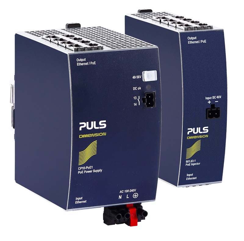 New PULS 8-port DIN-Rail PoE Injectors available with integrated premium power supply or as stand-alone device