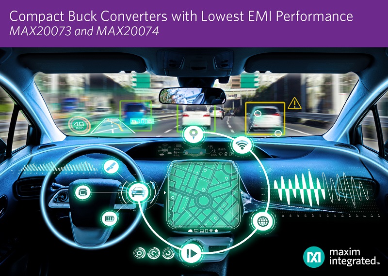 Maxim’s Compact Synchronous Buck Converters Provide Industry’s Lowest EMI Performance for Automotive Infotainment and ADAS Applications