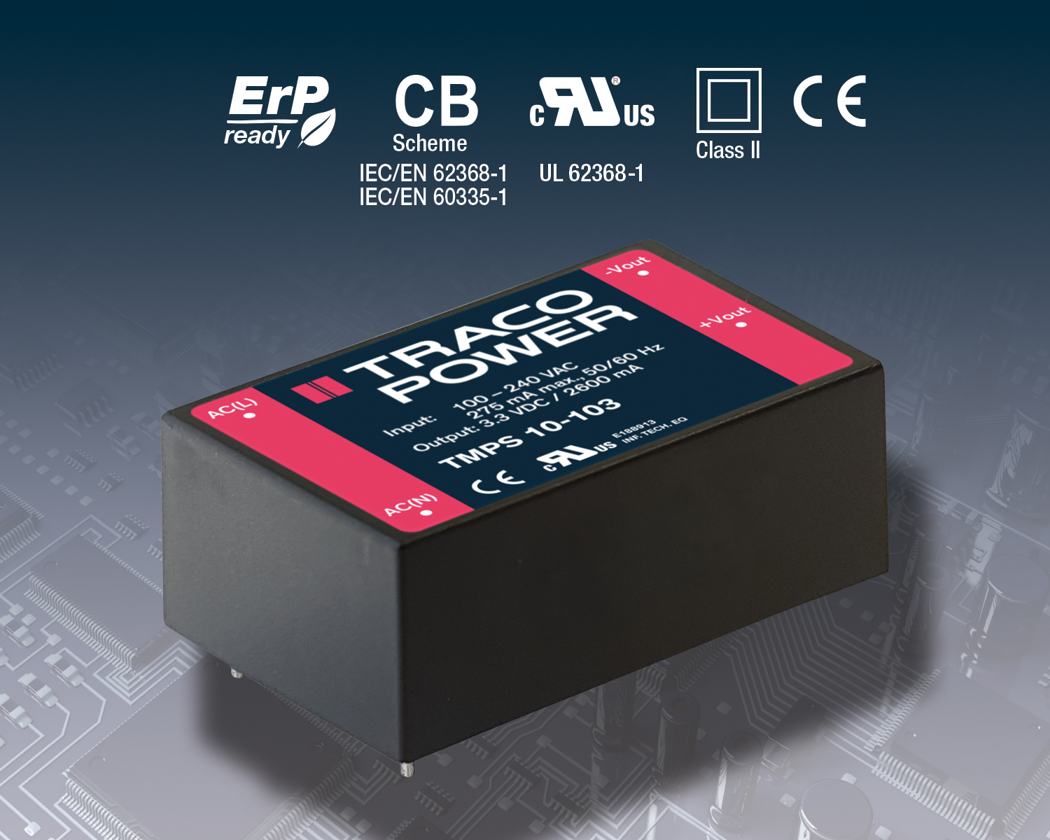 10 Watt Encapsulated PCB-Mount AC/DC Power Supplies