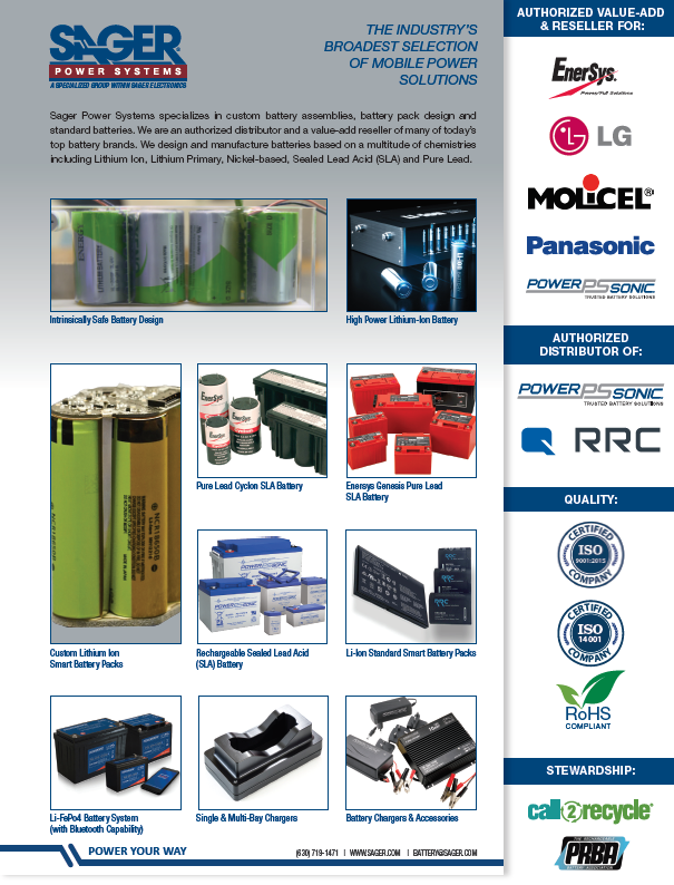 Sager Electronics Releases Line Card for Battery Solutions