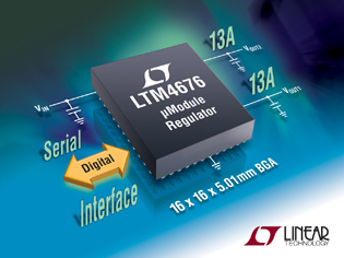 Dual 13A Module regulator from Linear offers digital interface for remote monitoring & control