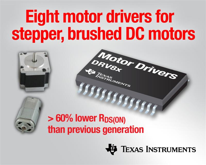 TI spins out eight new motor drivers for stepper, brushed DC motors