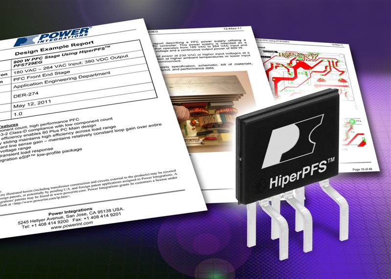 Power Integrations New HiperPFS Design Enables 97%-Efficient Active Power Factor Correction in a 900-Watt Power Supply