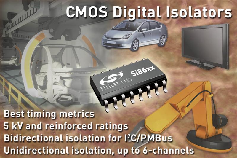 Silicon Labs Introduces Industrys First Six-Channel 5 kV Digital Isolators